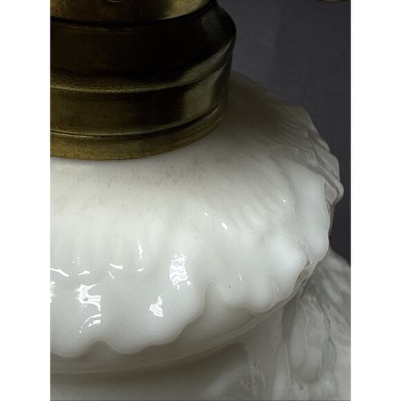 EAPG Dithridge Colonial OMN Rose Wreath Milk Glass Rose Wreath Lamp Base As-Is - Picture 9 of 15